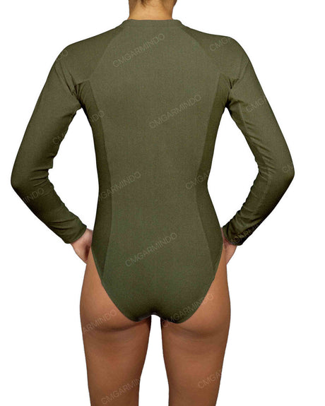 Long Sleeve Raglan Side Panel One Piece