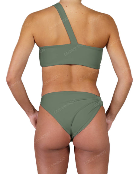 One Shoulder Thin Twist Bandeau Top