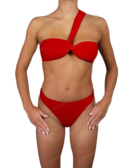 One Shoulder Wide Twist Bandeau Top