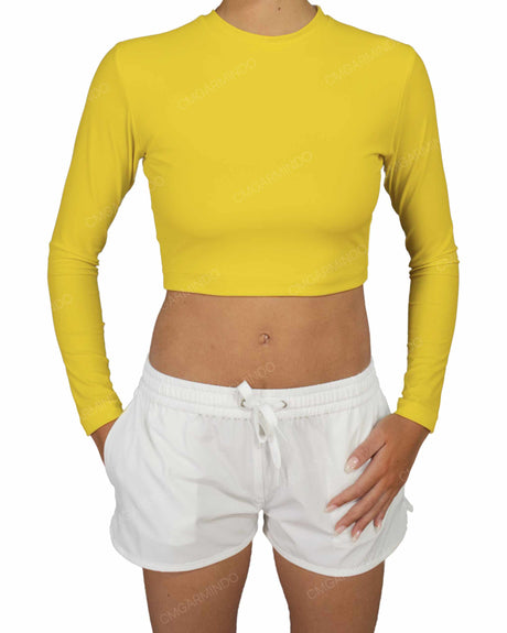 Long Sleeve Crop Rashguard Top