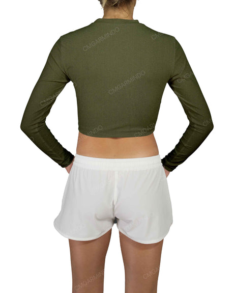 Long Sleeve Crop Rashguard Top