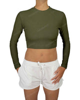 Long Sleeve Crop Rashguard Top