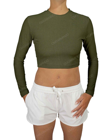 Long Sleeve Crop Rashguard Top
