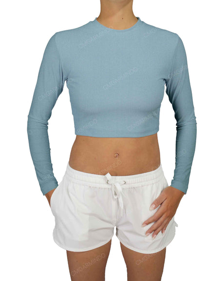 Long Sleeve Crop Rashguard Top