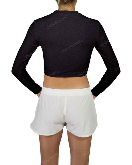 Long Sleeve Crop Rashguard Top