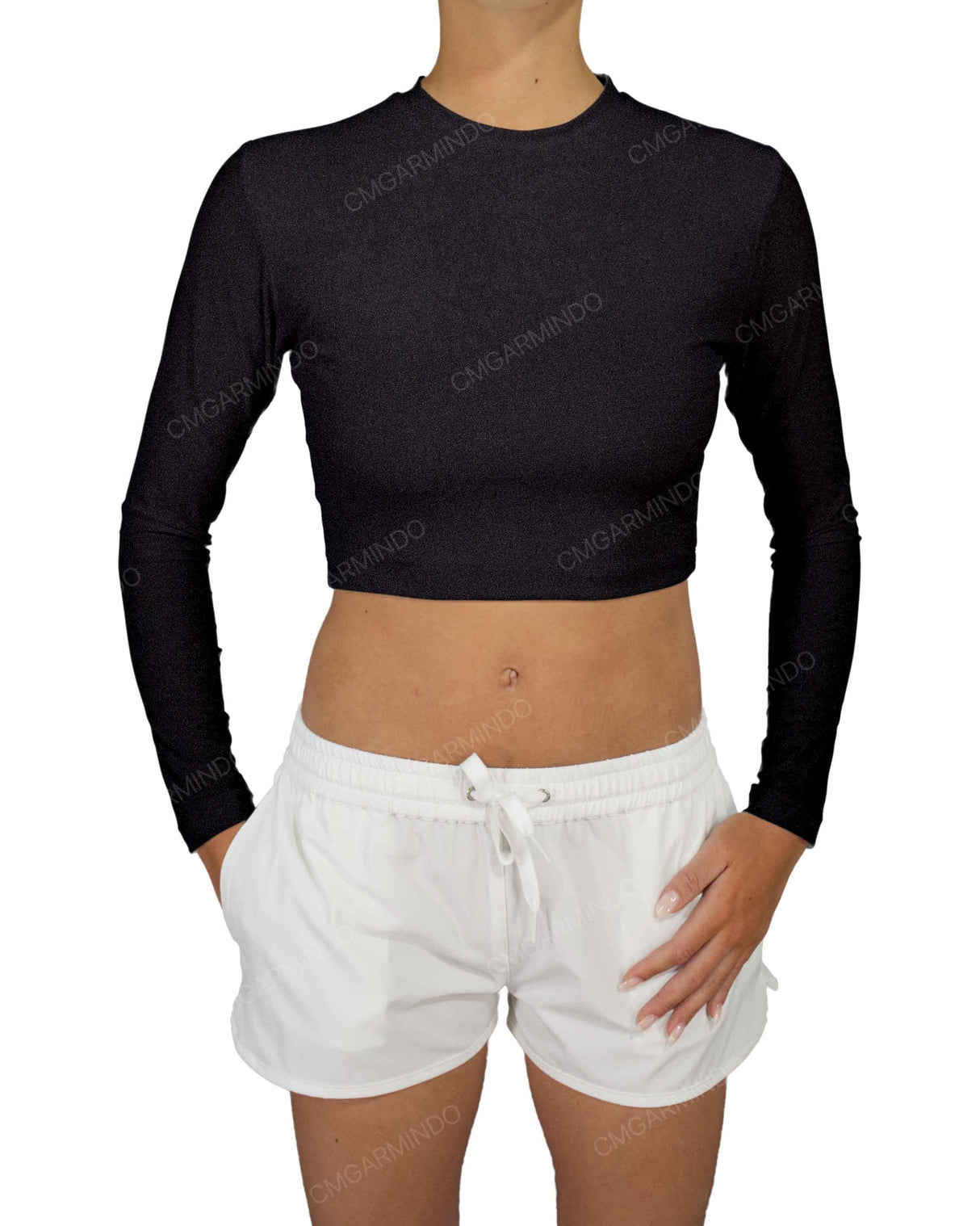 Long Sleeve Crop Rashguard Top