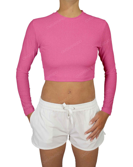 Long Sleeve Crop Rashguard Top