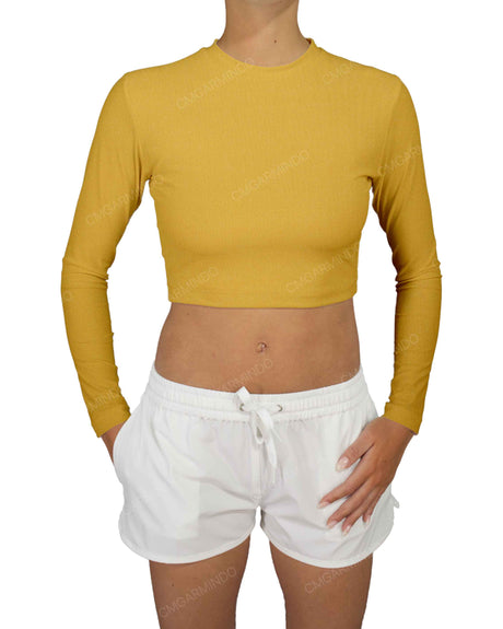 Long Sleeve Crop Rashguard Top
