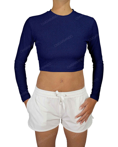 Long Sleeve Crop Rashguard Top