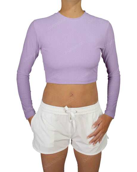 Long Sleeve Crop Rashguard Top