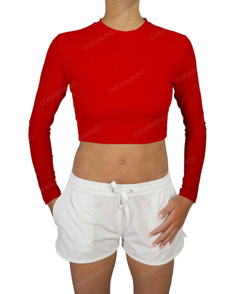 Long Sleeve Crop Rashguard Top