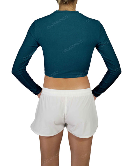 Long Sleeve Crop Rashguard Top
