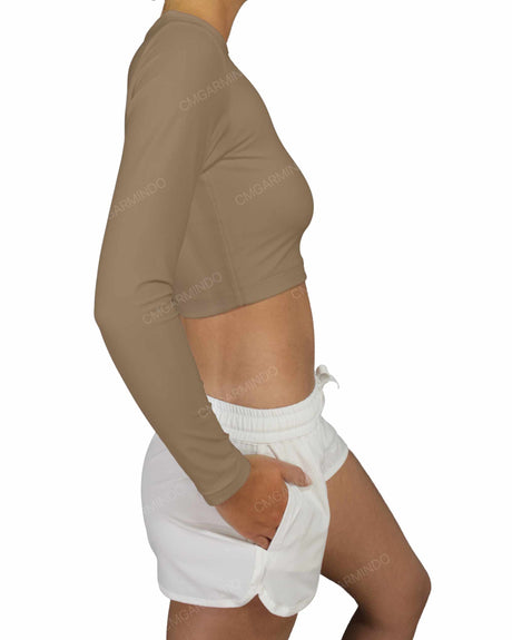 Long Sleeve Crop Rashguard Top