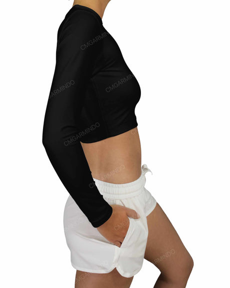 Long Sleeve Crop Rashguard Top
