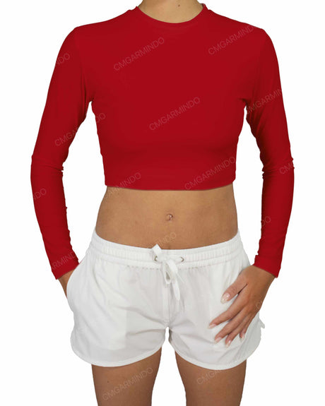Long Sleeve Crop Rashguard Top