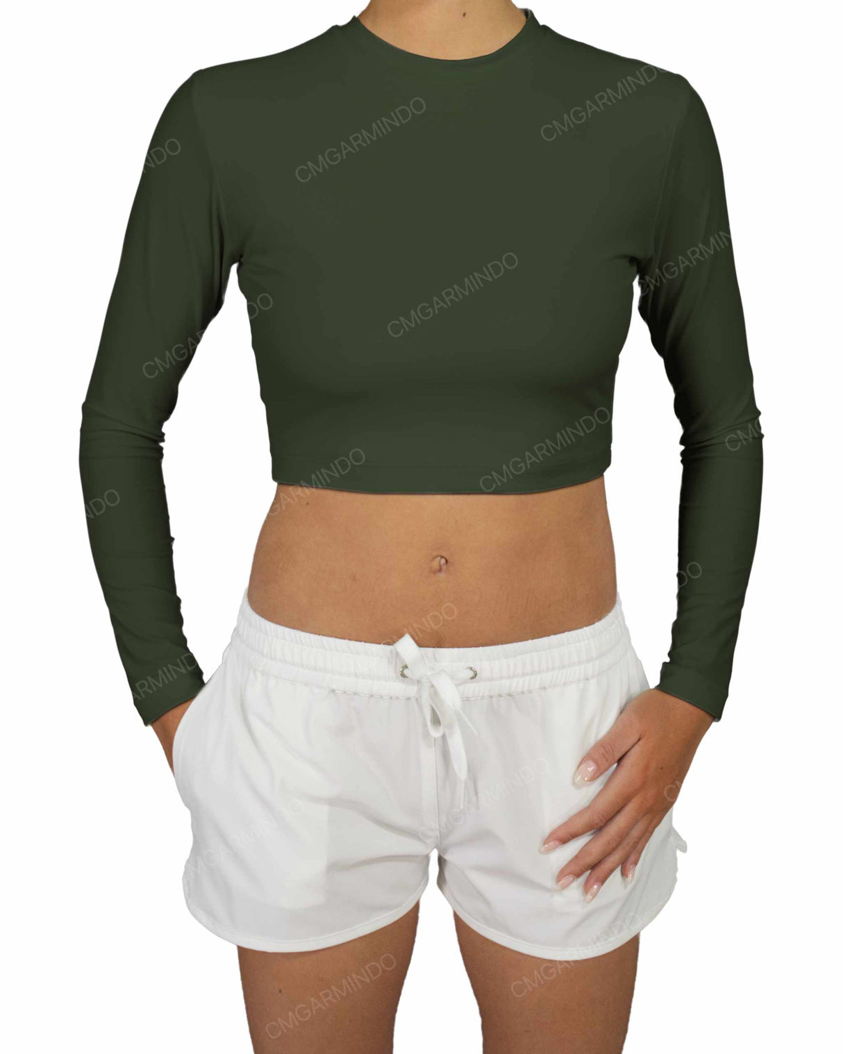 Long Sleeve Crop Rashguard Top