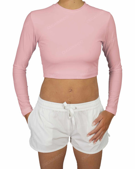 Long Sleeve Crop Rashguard Top