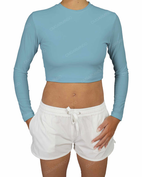 Long Sleeve Crop Rashguard Top