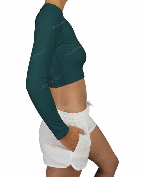 Long Sleeve Crop Rashguard Top